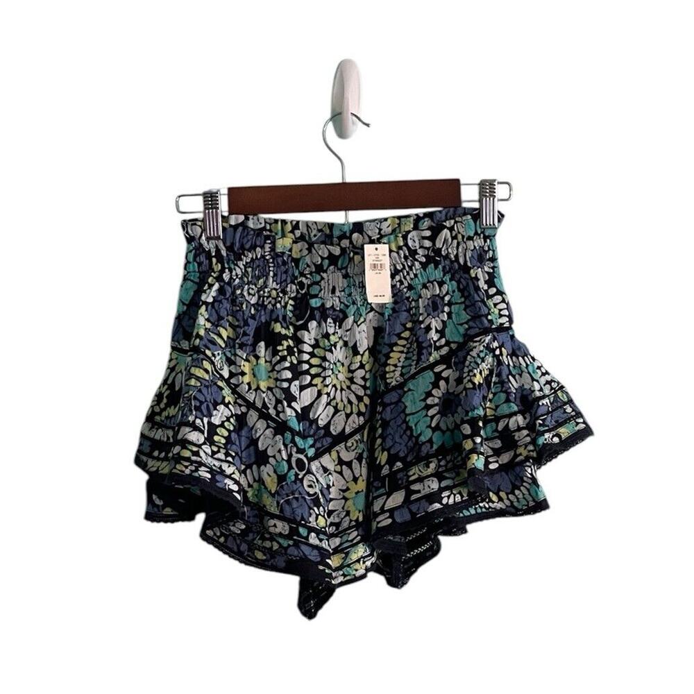 aerie Floral Ruffled Mini Skirt Shorts in Navy, Teal, White